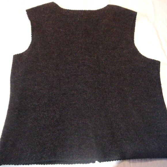 Vintage Crazy Horse Sweater Vest 100% WOOL Size Large Full Zip Gray/Silver Leaf - Picture 5 of 5